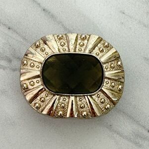 Gold Tone Studded Small Belt Buckle with Oval Green Stone ✨